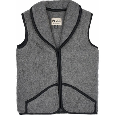 Vlnka vesta z ovčej vlny s golierom tmavosivá
