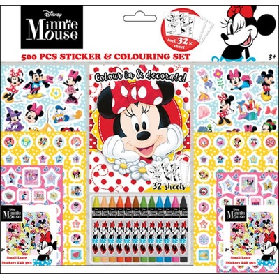 Samolepkový set s omalovánkami a voskovkami Minnie
