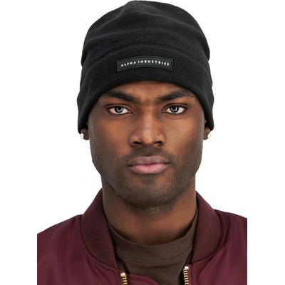 Alpha Industries Polar Rubber Logo Beanie black čierna