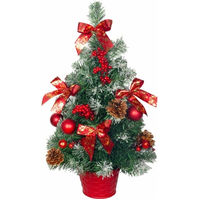Stromček MagicHome Vianoce, ozdobený, zasnežený, červený, 50 cm