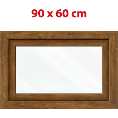 OKNA HNED Plastové okno (60 × 90 cm) otevíravě-sklopné pravé zlatý dub/bílá pro vedlejší prostory Aplast 60