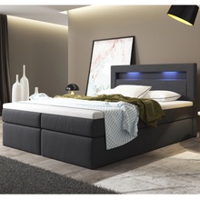 Goleto Box Spring Memphis s úložným priestorom a LED osvetlením tmavo šedá