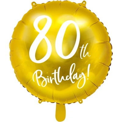 PartyDeco Balonek fóliový číslo 80 zlatý 45 cm