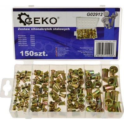 GEKO Sada nýtovacích ocelových matic 150 ks G02912 – Sleviste.cz