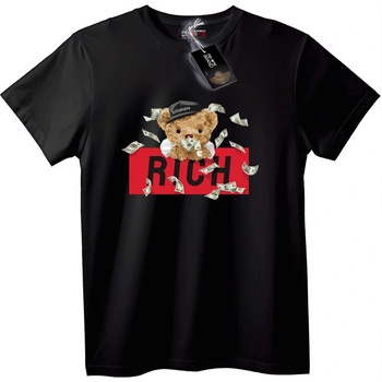 NOONEBRAND Тениска 'Богат Милионерски Мечок' - 2XL, Black