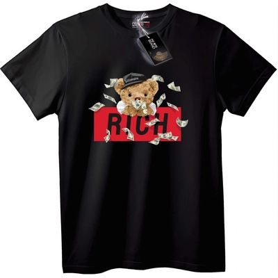 NOONEBRAND Тениска 'Богат Милионерски Мечок' - 2XL, Black