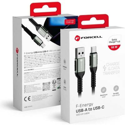 Forcell C256 USB-A na USB-C QC3.0 3A, 2m, černý