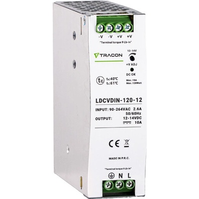 Tracon Napájací zdroj na DIN lištu 12V 120W 10A LDCVDIN-120-12