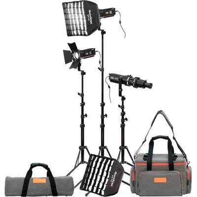 Sada Godox S30-D, 3x LED fokusovateľné svetlo S30 s príslušenstvom