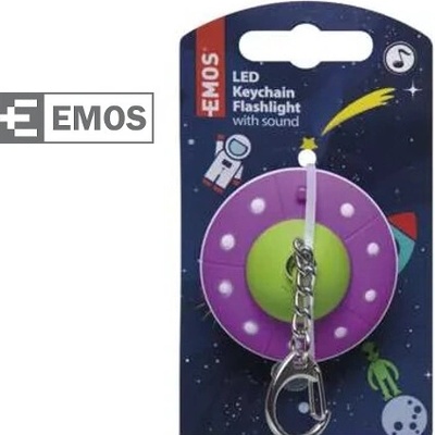 Prívesok na kľúče LED EMOS plastová so zvukom Lietajúci tanier