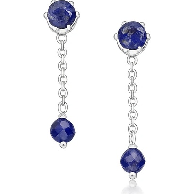 jantario Strieborné obojstranné náušnice Lapis lazuli 102530