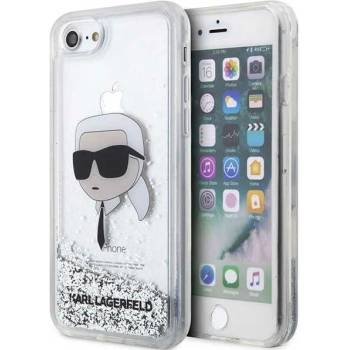 KARL LAGERFELD Кейс Karl Lagerfeld KLHCI8LNKHCH за iPhone 7/8/ SE 2020/2022, сребрист / сребрист, твърд, Glitter Karl Head (KF001528-0)