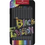 Faber-Castell Цветни моливи FABER-CASTELL Black Edition триъгълна метална кутия с черно тяло 12 броя FC116413 (FC116413)