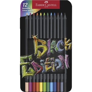 Faber-Castell Цветни моливи FABER-CASTELL Black Edition триъгълна метална кутия с черно тяло 12 броя FC116413 (FC116413)