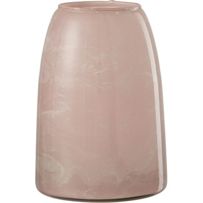 Růžový mramorovaný skleněný svícen - Ø 15 * 22 cm - J-Line by Jolipa