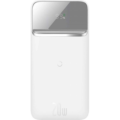 Baseus Magnetic Wireless Quick Charging Power Bank 10000 mAh (PPMT-02) - преносима външна батерия с USB-C порт, USB-A изход и безжично зареждане с MagSafe (бял)