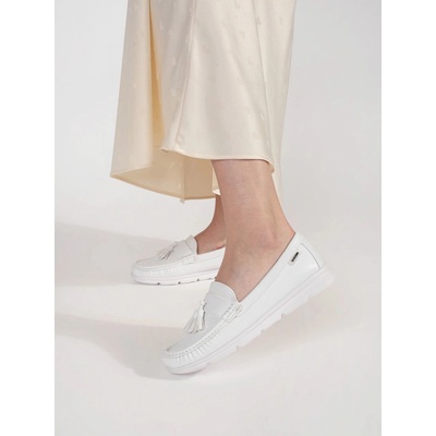 Goodin Módní mokasíny bílé dámské na klínku