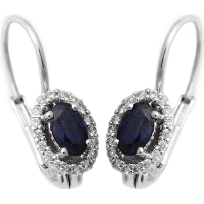 Zlatnictví zlatíčko zlaté náušnice se safírem a brilianty 911.00001