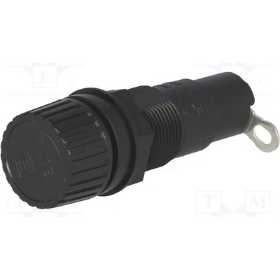 SCHURTER 0031.1804 Zásuvka; 6,3x32mm; 10A; 250VAC; FEU; lékařská; na panel; černá; IP40