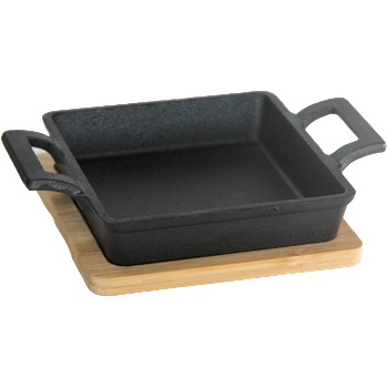 HORECANO HORECANO-Мини Тиганче Квадратно с две дръжки и бамбукова подложка 13х13 cm (1277SJ4810) (0147111)
