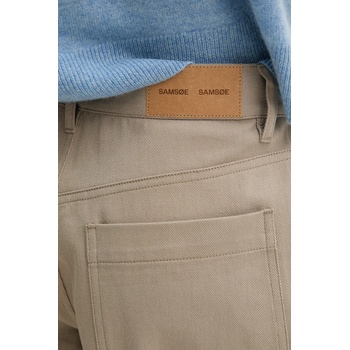 Samsoe Samsoe Памучен къс панталон Samsoe Samsoe SAHARP в бежово с изчистен дизайн с висока талия F25200114 (F25200114)