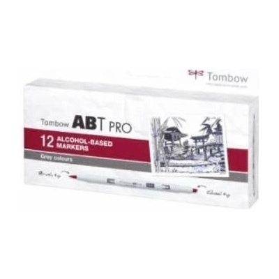 Tombow Oboustranný lihový fix ABT PRO - Gray colors 12 ks