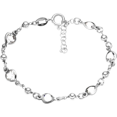 Bealio 06786 stříbrný náramek SRDCE čirý 16+3 cm 03-06786-1663