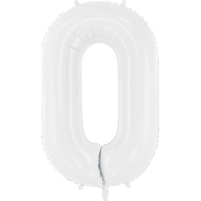 PartyDeco Fóliový balón Číslo 0 biely 86cm