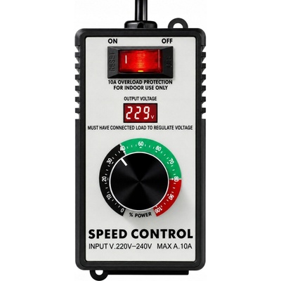 Regulátor otáček motoru, výkonu a napětí v pouzdře se zásuvkou, 2400 W, 230 V
