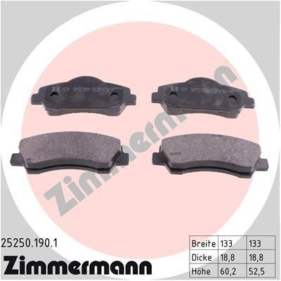 Sada brzdových platničiek kotúčovej brzdy ZIMMERMANN 25250.190.1