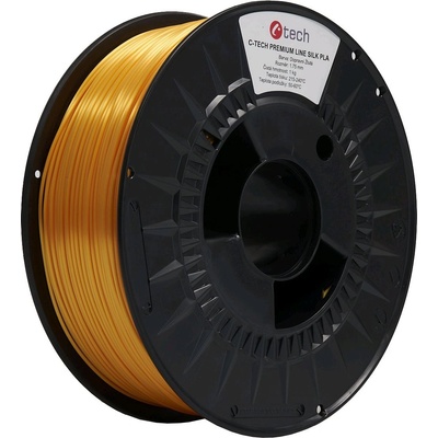 C-Tech 3DF-P-SPLA1.75-1023 3D филамент, ПРЕМИУМ ЛИНИЯ, Silk PLA, жълт цвят на движението, RAL1023, 1, 75 мм, 1 кг (3DF-P-SPLA1.75-1023)