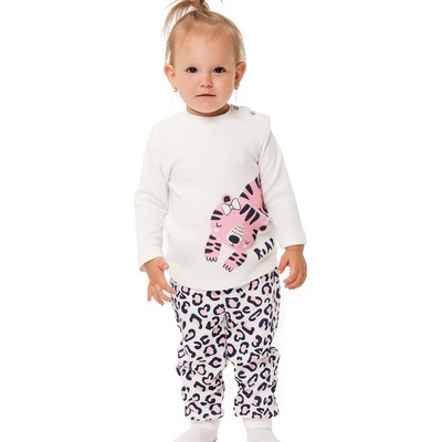 Winkiki Kids Wear Dívčí pyžamo Tygřík mléčně bílá