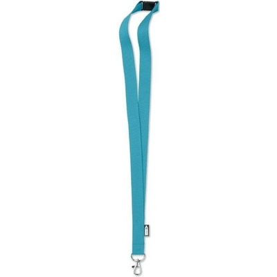 Snúrka na krk s karabínkou z RPET, modrá Turquoise