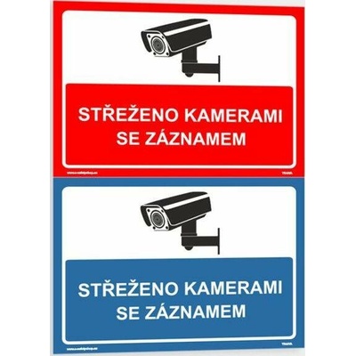 Traiva s.r.o Střeženo kamerami se záznamem Verze: Samolepka 105 x 74 mm tl. 0.1 mm - modrá - Kód: 16047