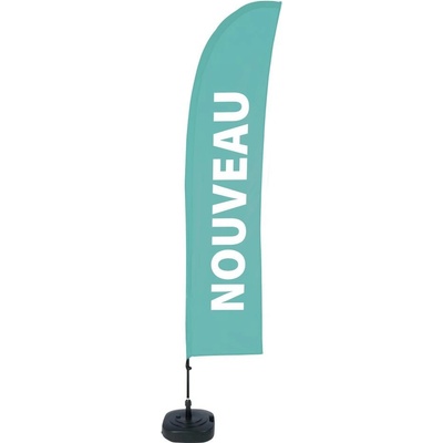 Jansen Display Beach Flag Budget Wind Complete Set New Turquoise French ECO, 1010 x 4305 mm