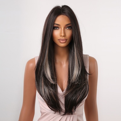 Extra dlouhá hnědá paruka s blond melírem Bright – Hledejceny.cz