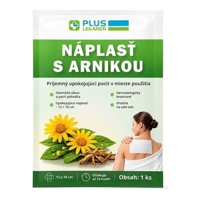 Zhejiang Hongyu Medical Commodity Co., Ltd. PLUS LEKÁREŇ náplasť s arnikou 12 x 18 cm, 1 ks