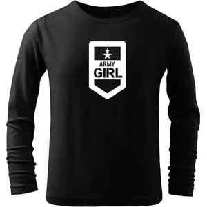 DRAGOWA детска тениска с дълъг ръкав Army Girl, черна (7235)