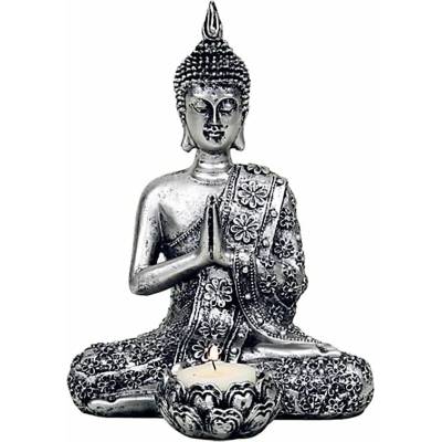 Soška Buddha - Vnitřní harmonie výška 20,5 cm, lotosová mistička na svíčku