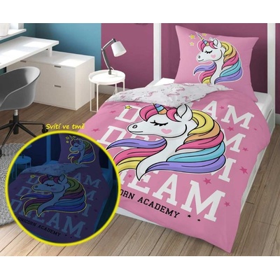 Detexpol Svietiace obliečky Jednorožec Dream bavlna 140x200 70x80