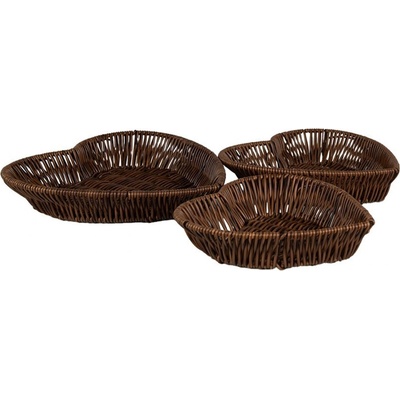 Set 3ks hnědý proutěný košík ve tvaru srdce - 28*25*5 / 25*23*5 / 22*21*5 cm - Clayre & Eef