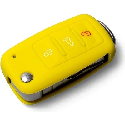 Kľúčenka Ochranné silikónové puzdro na kľúč pre VW/Seat/Škoda s vystreľovacím kľúčom, farba žltá