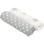 NEW BABY Памучна тетра кърпа New baby Softy 90 x 110 см сиво-бяла 2 бр (46898)