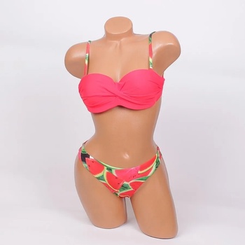 Image 1 of Дамски бански в свеж цвят с дини от 3 части