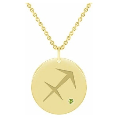 Eppi Zlatý přívěsek se znamením a olivínem Střelec P35370