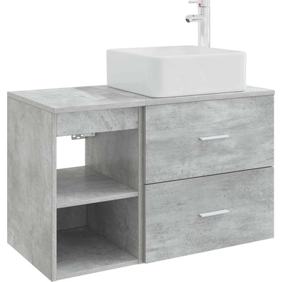 vidaXL Комплект мебели за баня 2 pcs Бетонно сиво Инженерна дървесина (3403899)