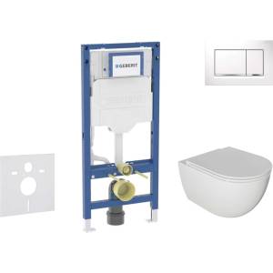 Geberit Duofix - Комплект за монтаж пред стена, тоалетна Oudee и седалка със система „softclose, бутон Sigma20, бял/хром SANI11CA3115B (SANI11CA3115B)