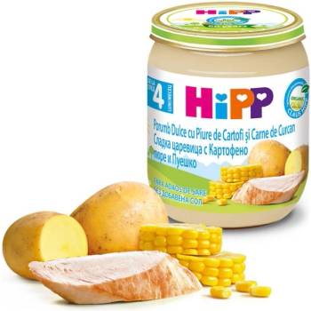 Hipp БИО пюре Царевица, Картофено пюре и Пуешко месо 4м+ 125г