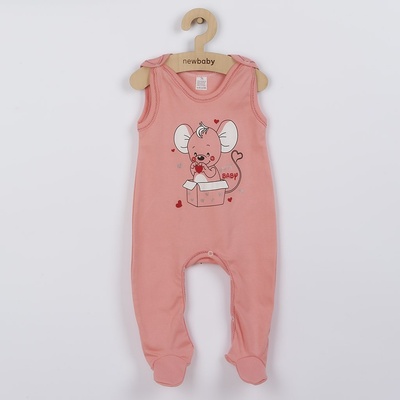 New Baby Dojčenské dupačky Mouse lososové