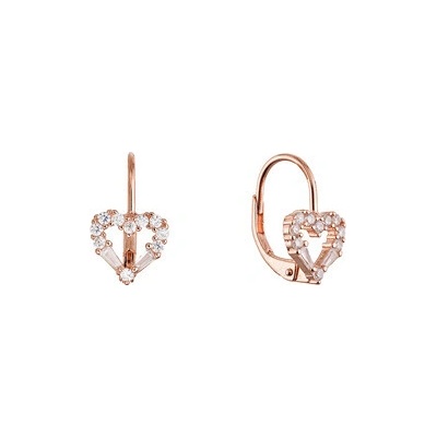 EVOLUTION GROUP CZ Pozlacené stříbrné náušnice srdce 11717.1 rose gold